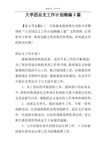 大学团总支工作计划精编5篇