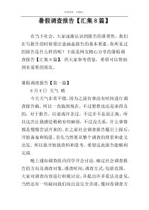 暑假调查报告【汇集8篇】