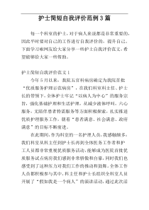 护士简短自我评价范例3篇