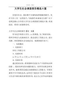 大学生社会调查报告精选8篇