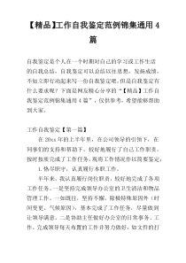 【精品】工作自我鉴定范例锦集通用4篇