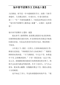 兔年春节团聚作文【热选5篇】