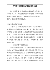 文秘工作自我评价范例3篇