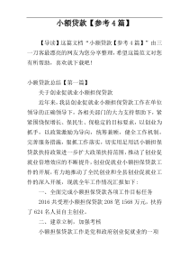 小额贷款【参考4篇】