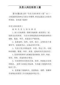 负责人岗位职责3篇