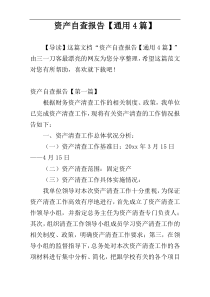 资产自查报告【通用4篇】