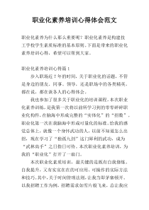 职业化素养培训心得体会范文