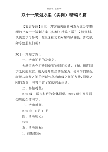 双十一策划方案（实例）精编5篇