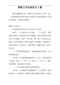 国税工作总结范文3篇