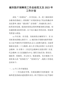 城市医疗保障局工作总结范文及2023年工作计划