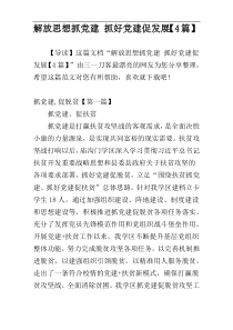 解放思想抓党建 抓好党建促发展【4篇】