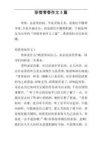 珍惜青春作文5篇