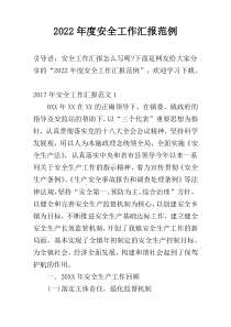 2022年度安全工作汇报范例