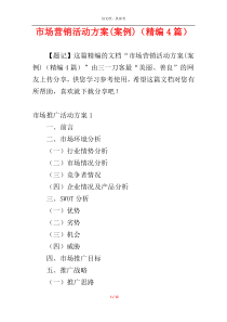 市场营销活动方案(案例)（精编4篇）