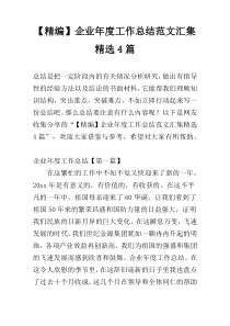 【精编】企业年度工作总结范文汇集精选4篇