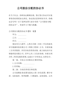 公司股份分配的协议书