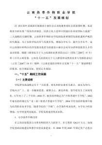 云南热带作物职业学院“十一五”发展规划（新）-云南热带作
