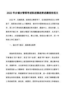 2022年乡镇分管领导述职述德述责述廉报告
