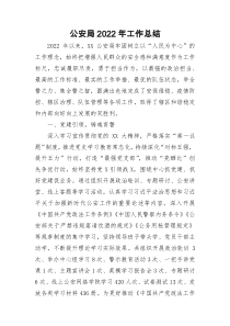 公安局2022年工作总结