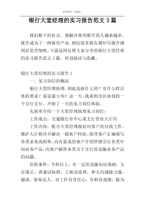 银行大堂经理的实习报告范文3篇
