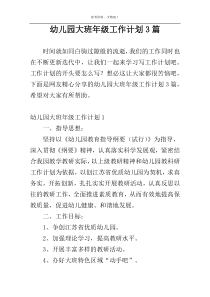 幼儿园大班年级工作计划3篇