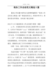 税务工作总结范文精选5篇