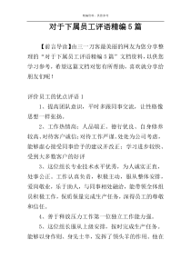 对于下属员工评语精编5篇