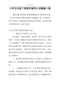小学五年级下册数学辅导计划精编3篇