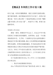 【精品】车间的工作计划3篇