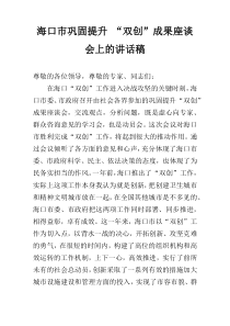 海口市巩固提升 “双创”成果座谈会上的讲话稿