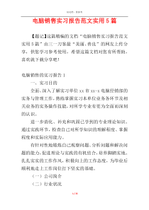 电脑销售实习报告范文实用5篇