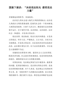国旗下演讲：“沐浴宪法阳光 感受宪法力量”