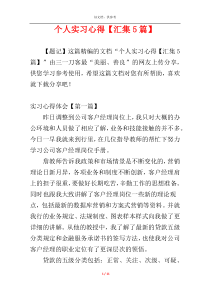 个人实习心得【汇集5篇】