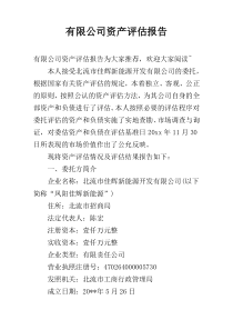 有限公司资产评估报告