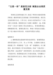 “五星一体”星级党支部 赋能企业高质量发展