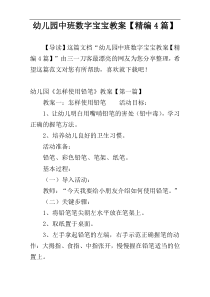 幼儿园中班数字宝宝教案【精编4篇】