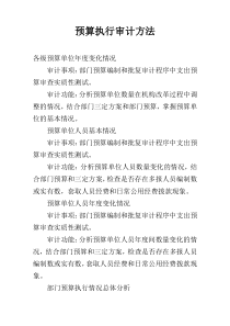 预算执行审计方法