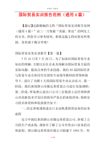 国际贸易实训报告范例（通用4篇）