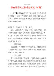 旅行社个人工作总结范文（4篇）