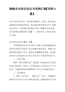 精编安全责任协议书范例汇集【范例4篇】