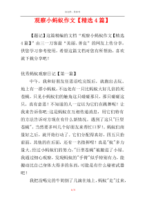 观察小蚂蚁作文【精选4篇】