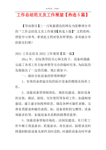 工作总结范文及工作展望【热选5篇】