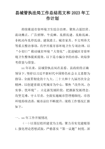 县城管执法局工作总结范文和2023年工作计划