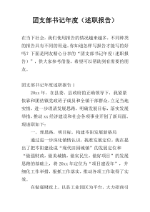 团支部书记年度（述职报告）