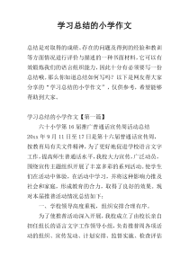 学习总结的小学作文