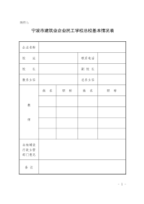 宁波市建筑业企业民工学校总校基本情况表