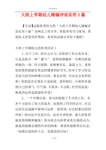大班上学期幼儿精编评语实用3篇