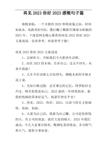 再见2023你好2023感慨句子篇