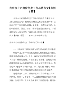 自来水公司岗位年度工作总结范文【范例4篇】