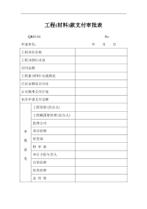 工程(材料)款支付审批表